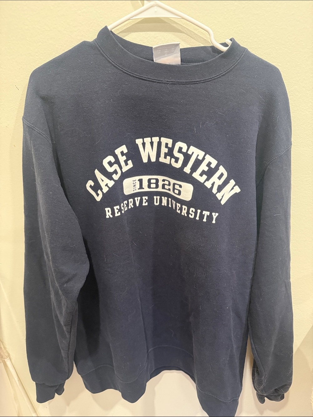 Champion Navy Crewneck with White Case Western Reserve University Logo